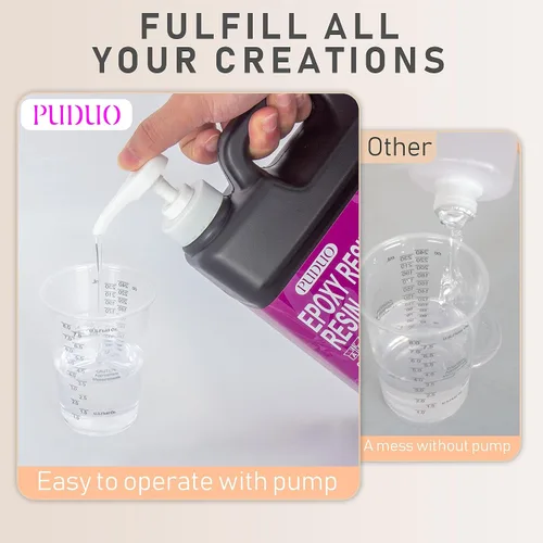 Miniatura 7 de Puduo Kit de Resina Epoxi de 1.1 Galones, Resina Epoxi Cristalina Recién Formulada, Fuerte, Sin Burbujas, Resina de Arte Anti-Amarilleamiento