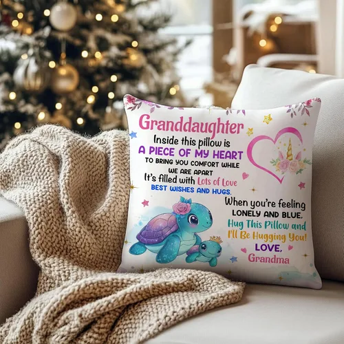 Miniatura 6 de Hyturtle Almohada para nieta (inserto incluido), regalos de Navidad y cumpleaños para nieta de abuela y bisabuela, almohada costera de tortuga Nieta