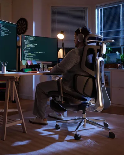 Miniatura 3 de Hbada X7 Silla ergonómica inteligente, silla de oficina ergonómica, seguimiento lumbar totalmente automatizado, reposacabezas ajustable 4D