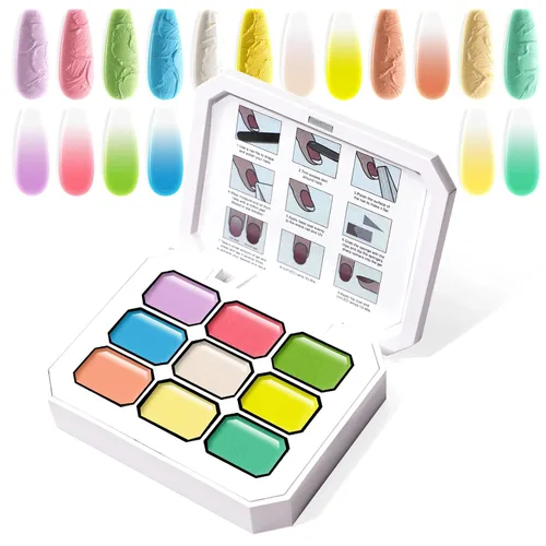 Miniatura 35 de Juego de esmaltes de gel con gradiente, 9 colores ombre, esmalte de gel para uñas rojo, marrón, azul claro, rosa, esponjado para pigmento, Pat Aura