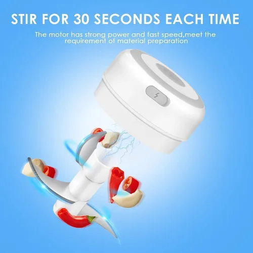 Miniatura 4 de Mini picadora eléctrica de ajo, procesador de alimentos portátil, picadora de verduras y cebolla, picadora de carne inalámbrica para verduras