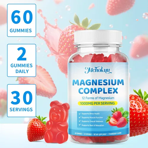 Miniatura 7 de Gomitas de complejo de magnesio de 1000 mg Suplemento de complejo de magnesio 12 en 1 con glicinato, citrato, malato y taurato que apoya