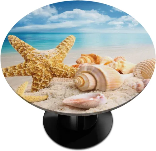 Miniatura 9 de cfpolar Mantel redondo con diseño mandala y borde elástico, mantel étnico lavable y limpiable con flores coloridas, funda de mesa de poliéster