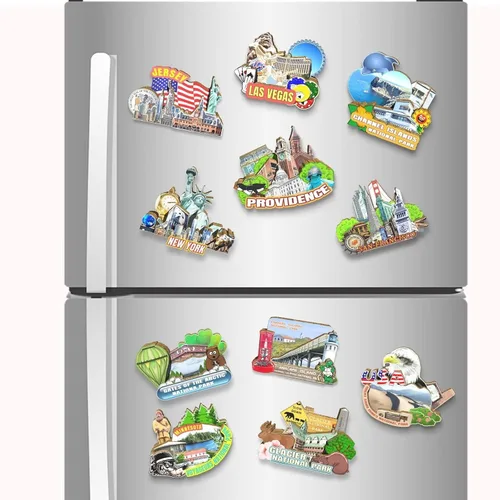 Miniatura 4 de Imán de la Providencia de los E.E.U.U. Imán del refrigerador de madera 3D hitos de viaje coleccionable recuerdos decoración hecho a mano 2