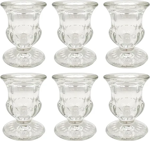 6 portavelas de cristal, portavelas cónicos para velas cónicas pequeñas, decoración de centro de mesa, portavelas de vidrio grueso para centros de