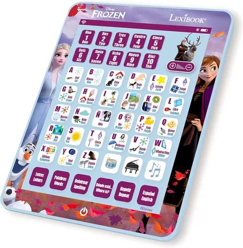 Miniatura 2 de LEXiBOOK Disney Frozen, Tablet Educativa de Aprendizaje Bilingüe, Aprende Letras, Números, Palabras, Ortografía y Música, Idiomas Inglés/Español
