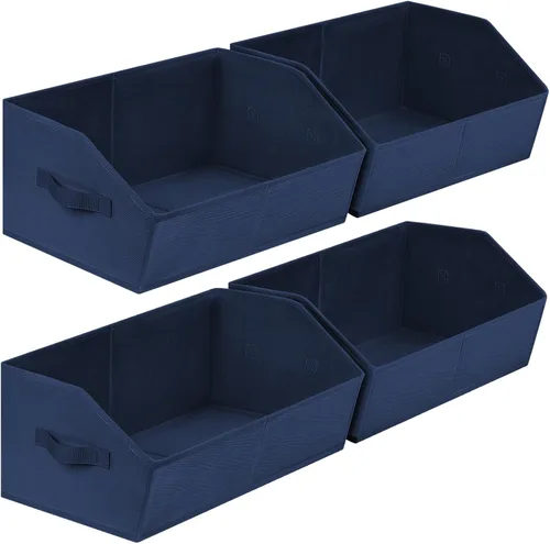 Miniatura 20 de Homsorout Organizador trapezoidal para armario, cestas grandes para organizar, caja de almacenamiento de tela para estantes, cubos de almacenamiento