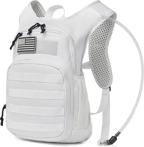 Miniatura 12 de Mochila de Hidratación Wotony con Vejiga de Agua para Senderismo Paquete de Hidratación Táctico para Hombres Mujeres Mochila de Agua Molle para Negro
