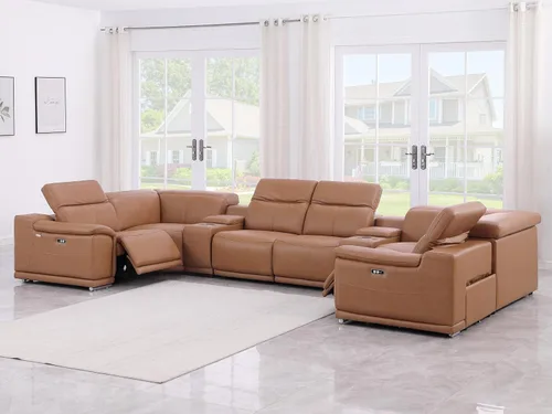 Miniatura 42 de BlackJack Furniture Venice - Juego de sofá reclinable seccional de cuero italiano de grano superior de 12 piezas con 4 reclinables eléctricos