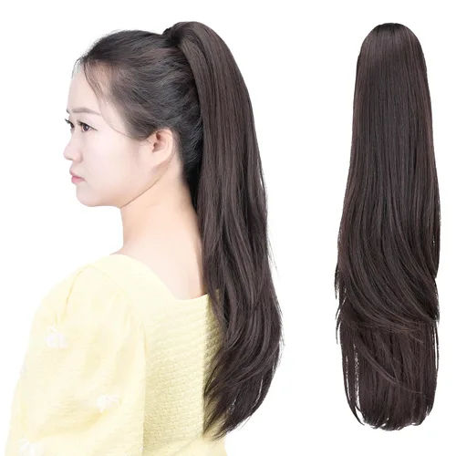Miniatura 59 de Extensión de cola de caballo negra con clip de garra, ondulada, 10 pulgadas, 3.5 onzas, sintético, como verdaderos, postizos, para mujer, Yaki