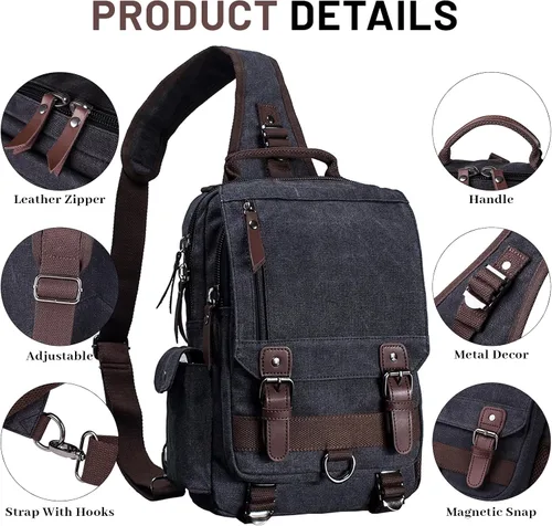 Miniatura 2 de Mygreen bolsa cruzada de lona, mochila de viaje