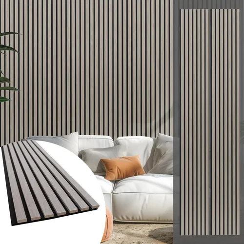 Miniatura 14 de Yuzzy Paneles de madera para pared, paneles acústicos de listones de madera de nogal oscuro de 9 pies, 4 unidades, paneles de pared modernos que