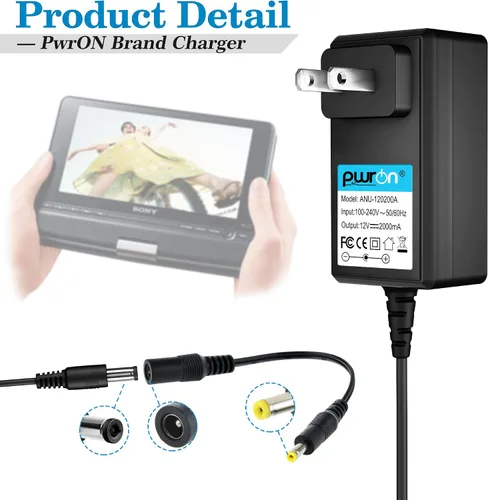 Miniatura 2 de Adaptador de CA a CC de 12V 2A compatible con reproductor de DVD portátil Sony AC-FX150 DVP-FX720 DVP-FX730 DVP-FX810 DVP-FX810/L DVP-FX820