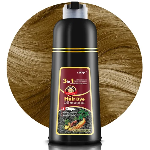 Miniatura 11 de Leorx Champú 3 en 1 para teñir el cabello marrón, color para refrescar el cabello, coloración herbaria instantánea para mujeres y hombres, 16.9