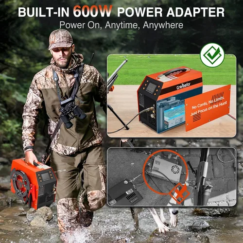 Miniatura 4 de Compresor de aire PCP 4500 PSI / 30 MPa, motor de 350 W, pantalla LCD, parada automática, sin agua/aceite, adaptador integrado de 600 W, 12 V CC