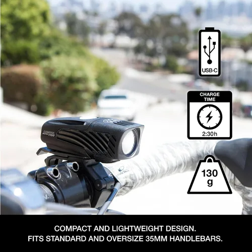 Miniatura 2 de NiteRider Lumina Micro - Luz delantera recargable USB-C de 1150 lúmenes – 5 modos de luz LED compacta, IP64 impermeable para ciclismo de carretera