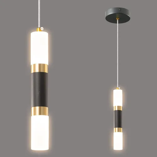 Lámpara moderna para isla de cocina, regulable, luz LED negra, mini lámpara colgante para dormitorio, mesita de noche, color negro y dorado,