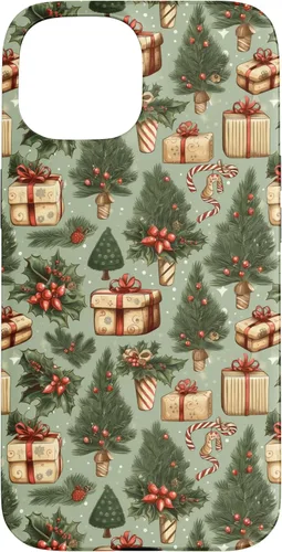 Miniatura 6 de Vintage Christmas Theme Holiday Trees, Presents, Teal, Bows Case for iPhone 17
