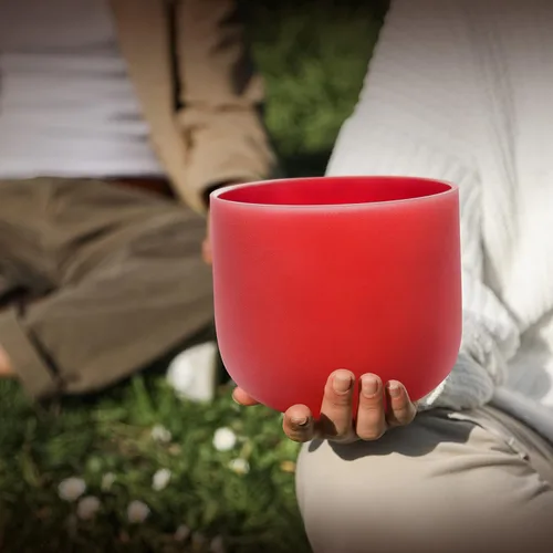 Miniatura 6 de ALIOTH Rojo C nota raíz chakra cristal cantando cuenco 8 pulgadas con sonido Bowl Suede Striker para yoga Nota C roja