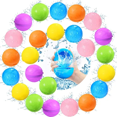 Miniatura 8 de Globos de agua reutilizables, bolas de agua para salpicar, bola de agua magnética para juegos al aire libre, fiesta de verano (8 unidades)