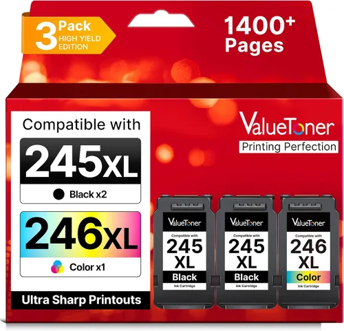 Cartucho de tinta 245XL PG-245XL CL-246XL Reemplazo para Canon 245XL 246XL Combo Pack compatible con impresora Pixma TS202 TS302 TS3322 TR4520