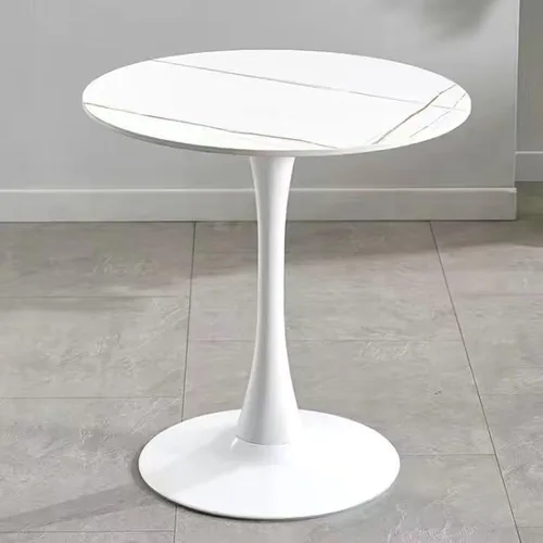 Miniatura 9 de HM&DX Mesa de comedor redonda con parte superior de mármol sintético y base de pedestal, moderna mesa de ocio para bar, mesa auxiliar de espacio