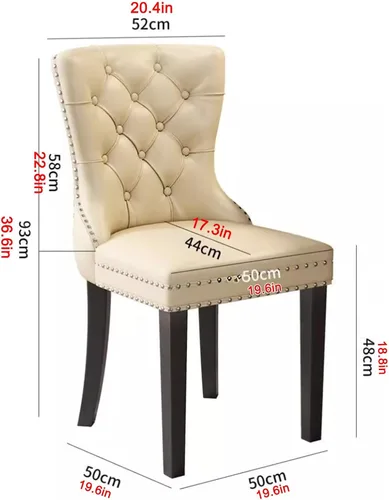 Miniatura 2 de Juego de sillas de comedor, sillas de comedor tapizadas de cuero, cómodas sillas de cocina, silla de vestíbulo con patas de madera resistentes
