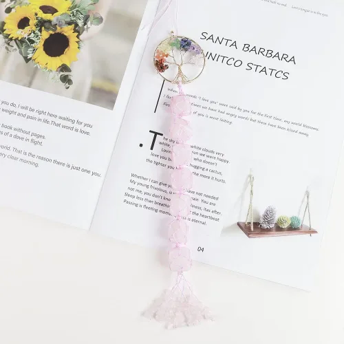 Miniatura 3 de Adornos colgantes de piedras de chakra del árbol de la vida, espejos retrovisores de automóvil, decoración de cristal curativo, accesorios