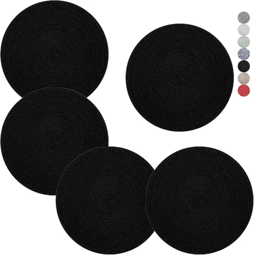 Miniatura 11 de Salvamanteles para platos calientes, ollas y sartenes, almohadillas calientes de 8 pulgadas, 5 piezas, soportes para ollas para cocina, tapete Marrón