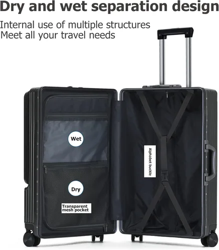 Miniatura 3 de feilario Equipaje extensible con ruedas giratorias rígidas de 360, maleta de mano ABS impermeable con carga USB y bloqueo TSA para negocios