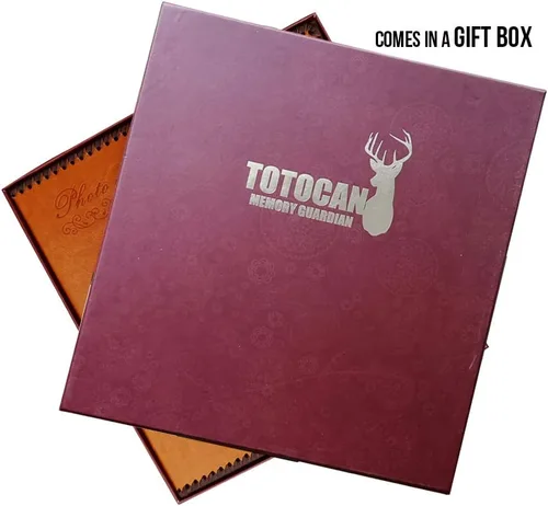 Miniatura 5 de Álbum de fotos Totocan con páginas autoadhesivas, enorme álbum de fotos magnético autoadhesivo con cubierta de cuero de estilo vintage, álbumes