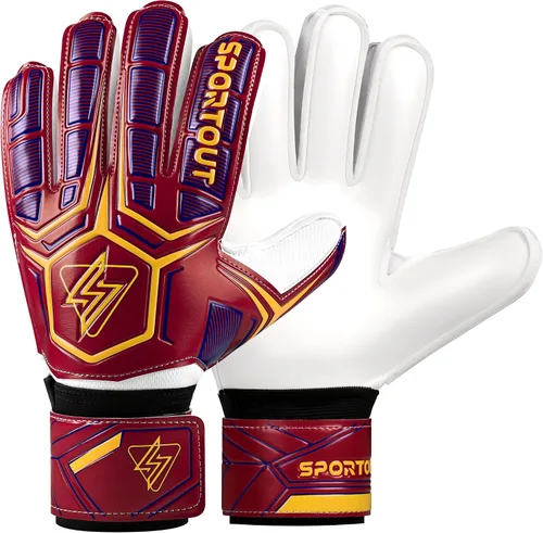 Miniatura 12 de Guantes de portero Sportout, guantes de portero con protección para los dedos, guantes de portero de fútbol transpirables, látex de 4 mm, para Verde