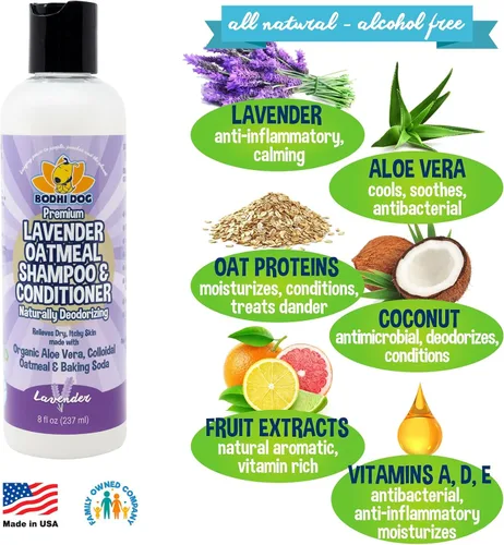 Miniatura 3 de Bodhi Dog Champú y acondicionador de avena de lavanda premium, fórmula orgánica para perros, gatos y mascotas, hipoalergénico, alivia la piel seca