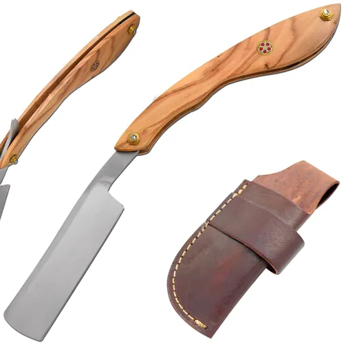 Miniatura 17 de Maquinilla de afeitar recta Cuchilla de afeitar de borde recto afilada de alta dureza de acero de Damasco real Cutthroat Straight Edge-Blade