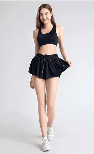 Miniatura 3 de Pantalones cortos fluidos, 2 en 1, con diseño de mariposa, pantalones cortos atléticos de cintura alta para mujer, entrenamiento, ciclismo, correr