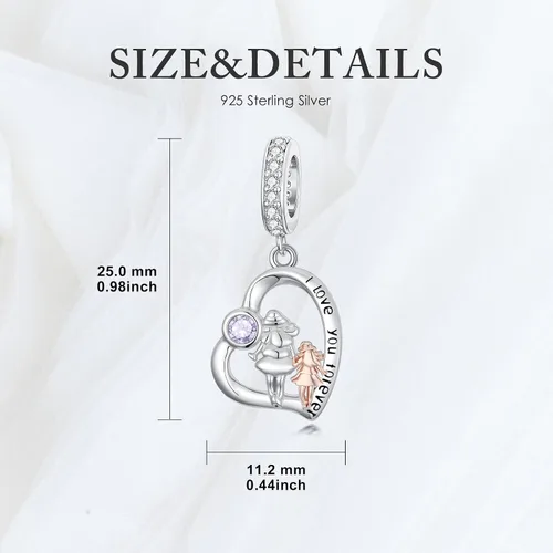 Miniatura 57 de PROESS Dije para padre, madre e hija, pulsera de plata de ley para pulseras, regalos de cumpleaños, día de San Valentín, para hija, madre, amante