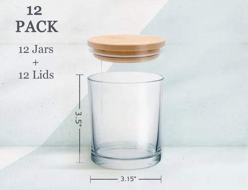 Miniatura 2 de Aroparc Tarros de velas a granel con tapas, 12 frascos de 10 onzas para hacer velas, transparentes aptos para lavavajillas