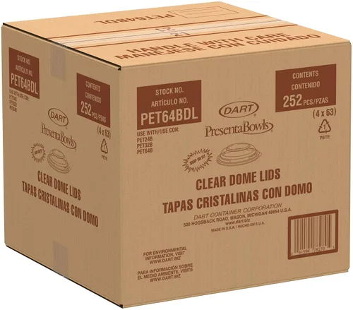 Miniatura 4 de Dart PET64BDL Tapa de plástico transparente PET para 24-64 onzas (caja de 252)