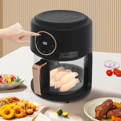 Miniatura 3 de Freidora Airy, freidora de aire de vidrio de 3.81 cuartos de galón con ventana visible de 360°, calentamiento rápido de 1200 W, 8 modos