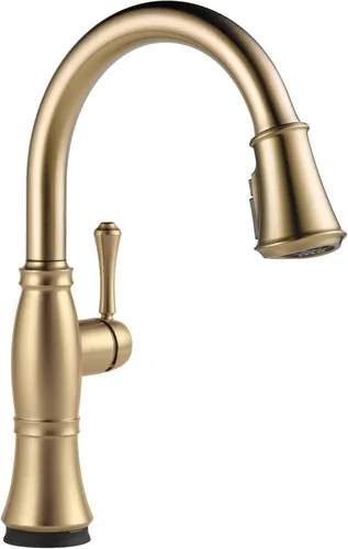 Miniatura 11 de Delta Grifo Cassidy Gold para cocina, grifos de cocina con rociador extraíble, grifo de fregadero de cocina, grifo dorado para fregadero de cocina
