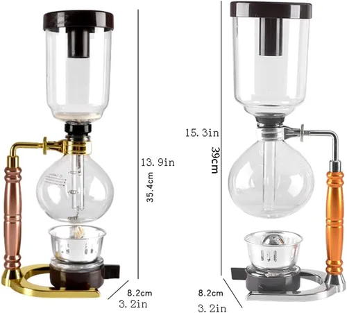 Miniatura 2 de JITEM Cafetera Syphon Cafetera de estilo japonés al vacío de vidrio sifón percoladores 3-5 tazas de vidrio de mesa de sifón cafetera para café o té