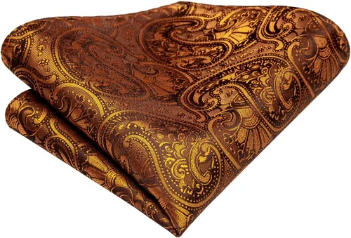 Miniatura 214 de Hi-Tie Corbatas de seda para hombre, diseño de cachemira a rayas, con bolsillo, gemelos cuadrados, conjunto formal de negocios