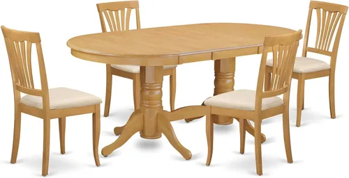 Miniatura 18 de East West Furniture VAAV5-LWH-W - Juego de comedor de 5 piezas para 4 personas, incluye una mesa de comedor ovalada con hojas de mariposa y 4 sillas