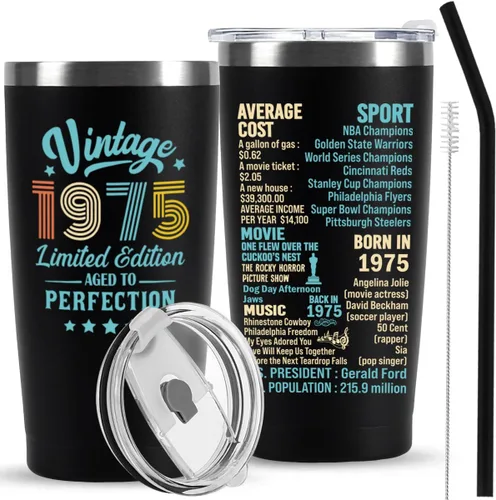 Regalos de 50 cumpleaños para hombres y mujeres, idea de regalo de 50 años para él y ella, vaso de feliz cumpleaños 50 para mayores de 50 años,