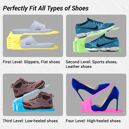 Miniatura 7 de Shoepal - Organizador de ranuras para zapatos, apilador ajustable y ahorro de espacio de almacenamiento, soporte de zapatos de doble cubierta