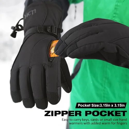 Miniatura 4 de MCTi Guantes de esquí impermeables para hombre, cálidos, 3M, Thinsulate, snowboard, motos de nieve y clima frío
