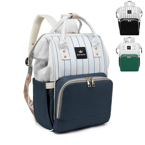 Mochila azul para pañales para bebé, bolsa de viaje grande para niños y niñas, artículos esenciales para recién nacidos