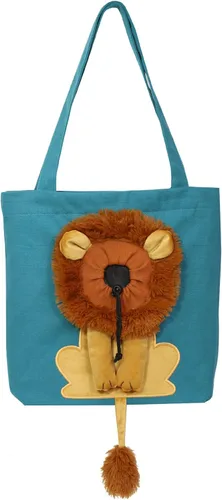 Miniatura 10 de Bolsa de hombro de lona para mascotas, lindo transportador de perros pequeños en forma de león, bolsa portátil para mascotas para perros y gatos