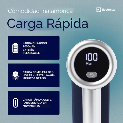 Miniatura 5 de Electrolux Afeitadora de Tela Recargable Removedor de Pelusa de 3 Velocidades para Ropa y Muebles Elimina Pelusa y Formación de Bolitas Azul