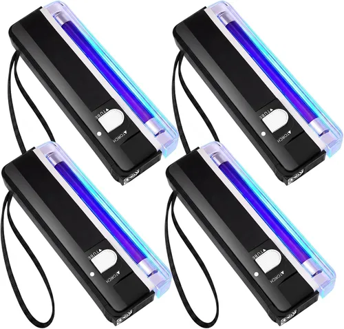 Miniatura 8 de Dunzy 2 unids linterna de luz negra UV portátil luz negra LED luz UV funciona con pilas negro negro antorcha falsificación Bill Detector